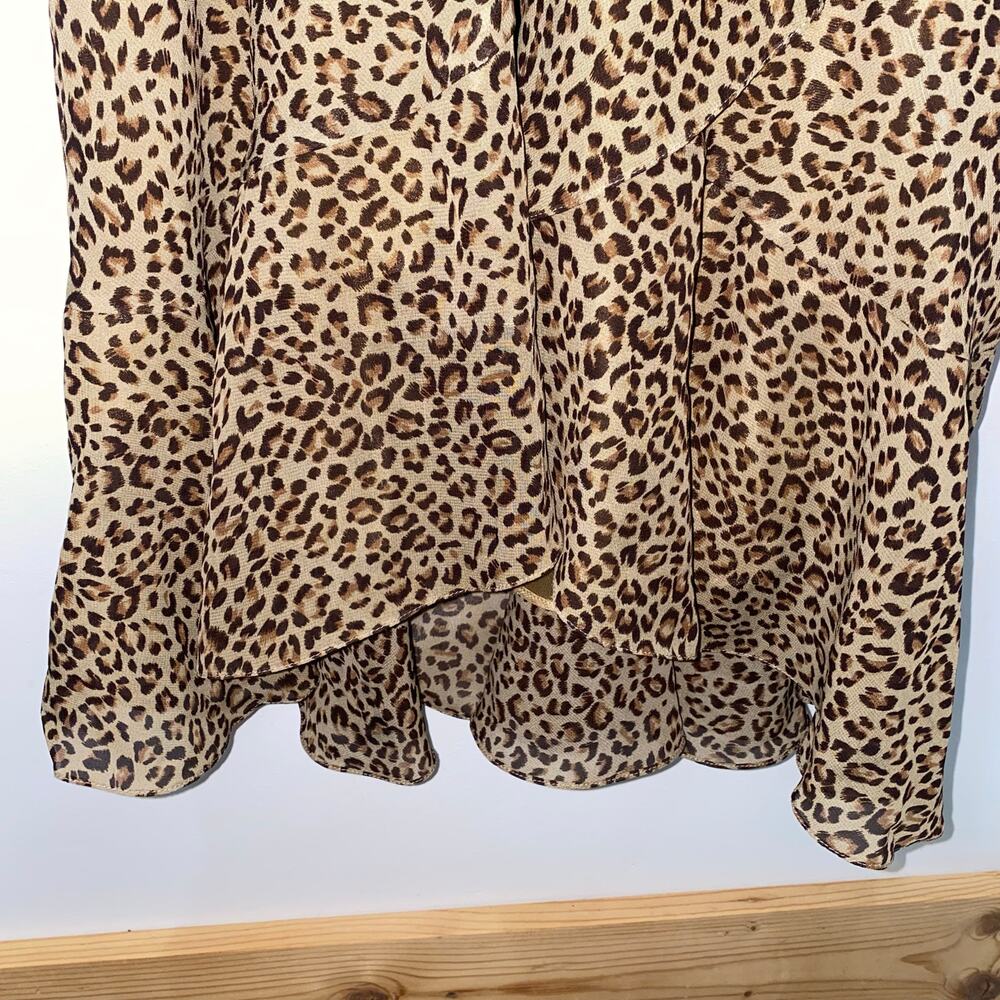 Liz Claiborne Cheetah Print Short Sleeve Dress, 6, Ruffle Accents, Maxi Length - Picture 10 of 11